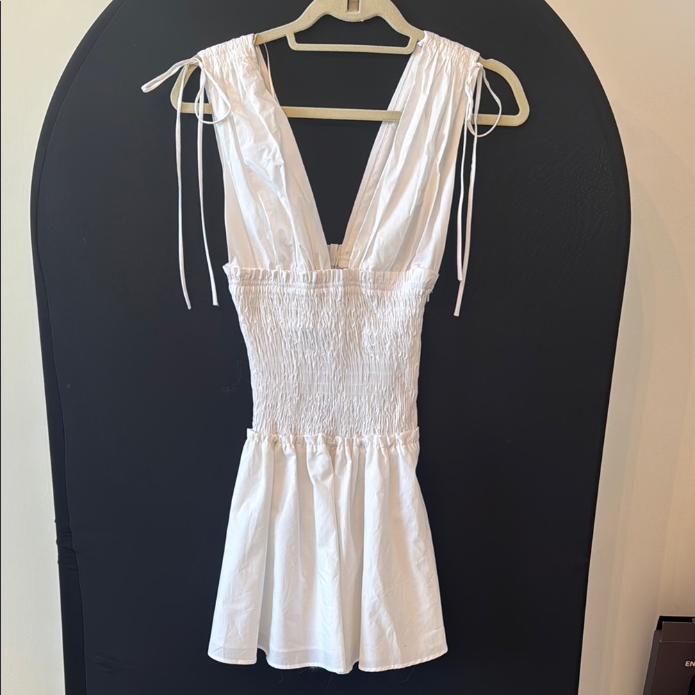 Zara Poplin White Dress with bows